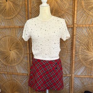 Zara nwt silver pearl knit top